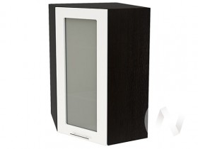 Угловой шкаф со стеклом Валерия-М ШВУС-599 (Белый глянец/Венге/верхний/высокий) в Алдане - aldan.katalogmebeli.com | фото